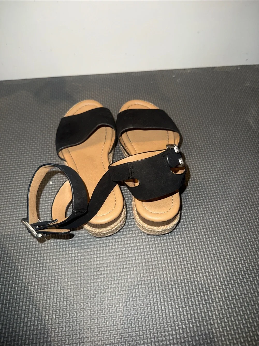 Women’s Black Espadrille Platform Sandals with Ankle Strap